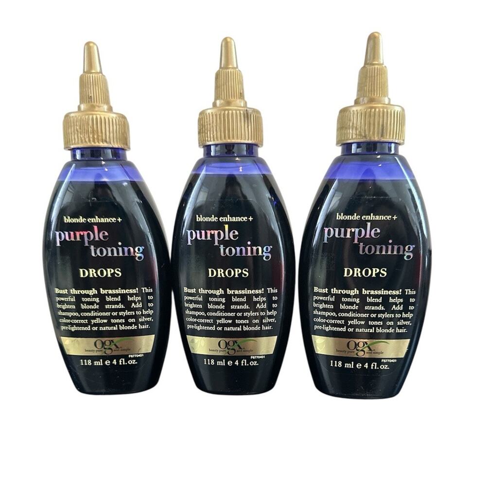 3 X OGX Blonde Enhance + Purple Toning Drops 118ml 4 fl oz